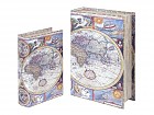 Set 2 cajas libro mapamundi y arte antiguo
