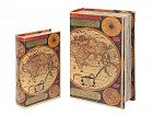 Set 2 cajas libro mapamundi textos en latín
