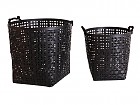 Set 2 cestos de bambú trenzado negro 