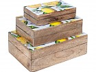 Set 3 cajas de madera decorativas con tapa limones