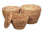 Set 3 cestas con tapa de jacinto de agua