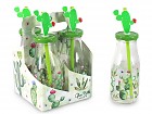 Set 4 botellas de cristal cactus 330 ml