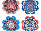 Set 4 posavasos flor mandala colores