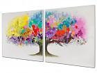 Set 2 cuadros óleo árbol colores