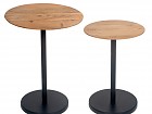 Set dos mesas madera Acacia tablero y pie redondos