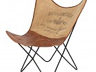 Silla diseño mariposa y asiento tela y cuero