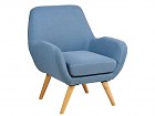 Sillón nórdico azul con patas de madera