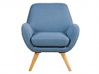 Sillón nórdico azul con patas de madera