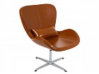 Sillón de diseño marrón polipiel y acero Kum