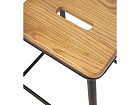 Taburete metal color negro, asiento madera