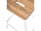 Taburete metal, asiento madera