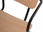 Silla estructura metal negro, respaldo y asiento madera