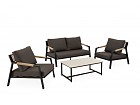 Conjunto exterior mesa centro, sofá y butacas negras