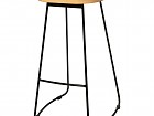 Taburete asiento madera cóncavo y patas metal