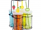 Vasos cristal de 4 colores frutas con pajita para refrescos