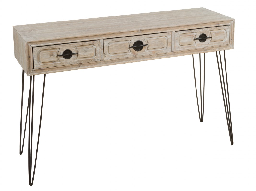 Mueble entrada de madera y hierro estilo industrial