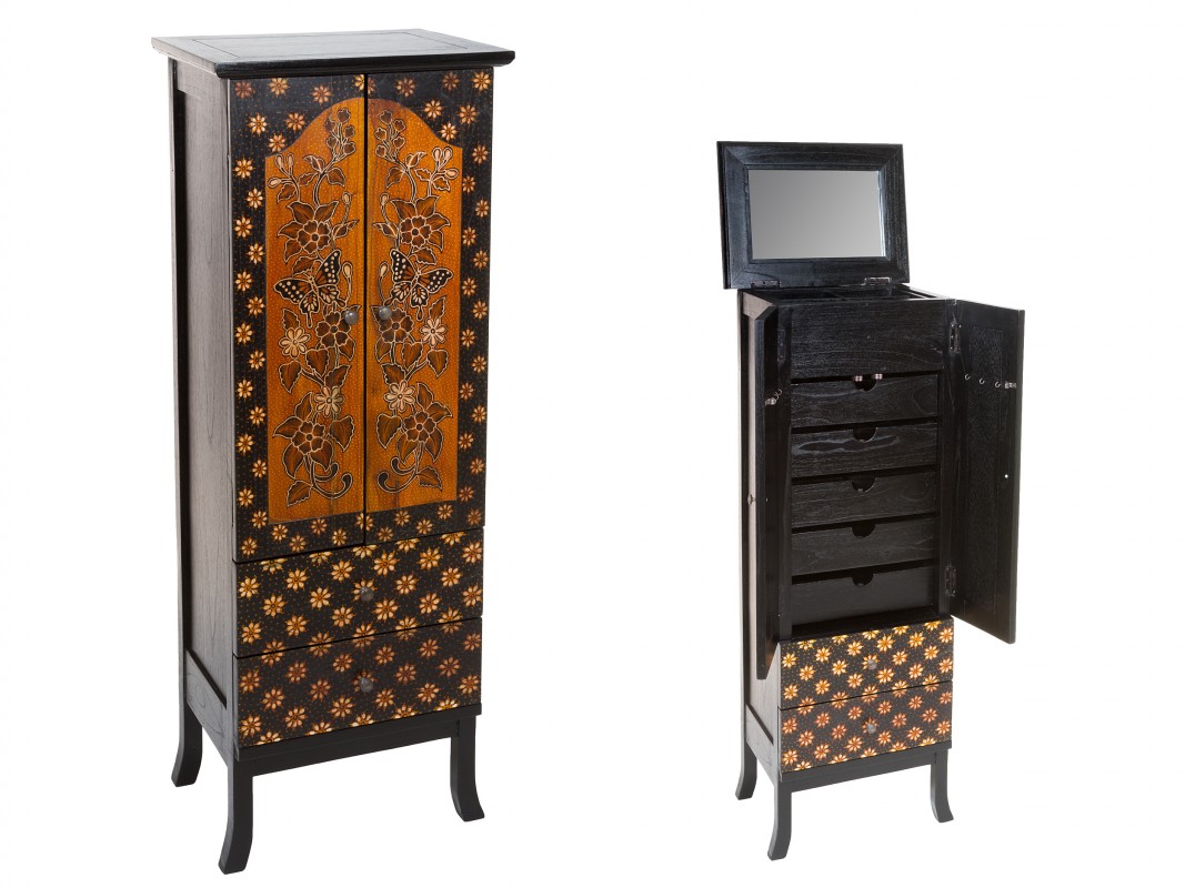 Mueble joyero de pie estampado Batik