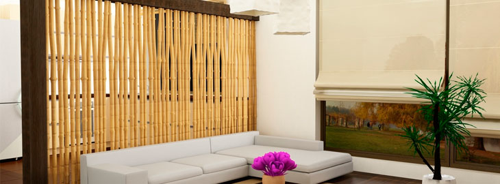 Decorar con cañas de bambú natural en interior y exterior