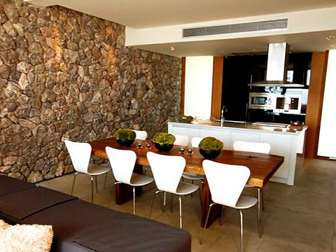 Mesa comedor piedra y acero 120 cm extensible a 170 cm