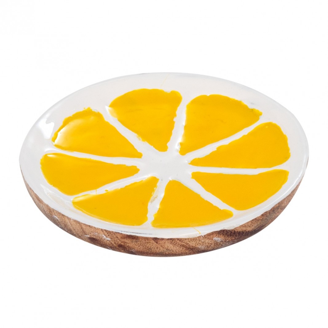 Plato madera amarillo