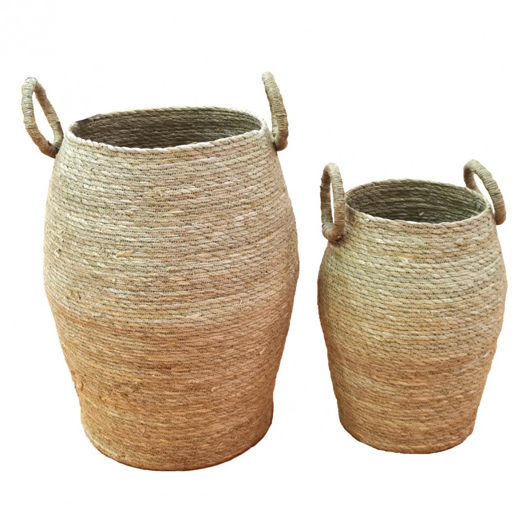 Set dos cestas hierba marina y fibras de palma
