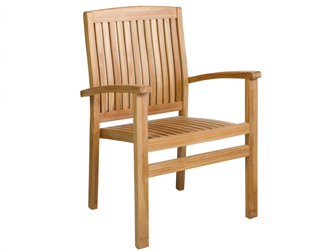 Silla exterior de madera teca con reposabrazos