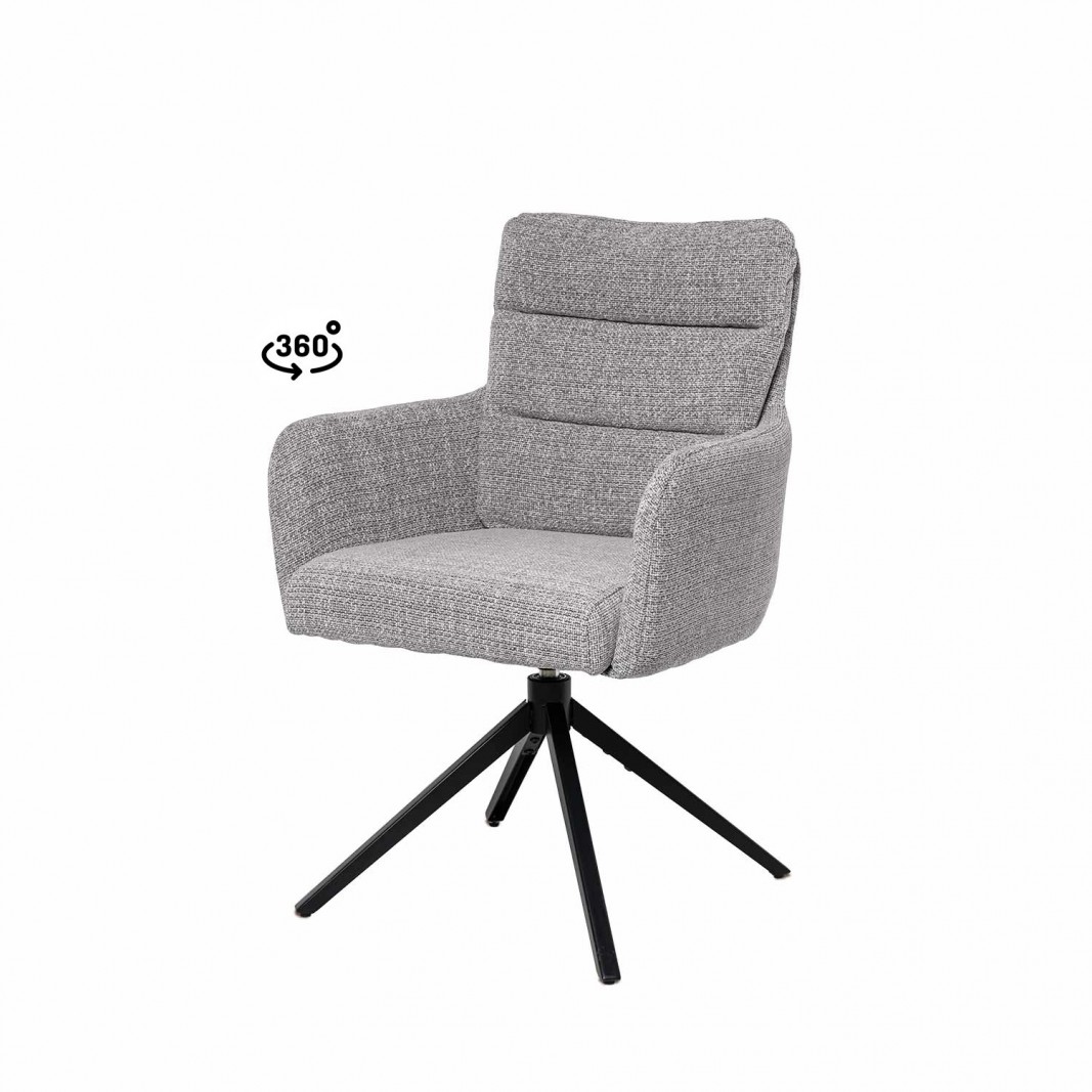 Silla tapizada giratoria con respaldo alto y reposabrazos