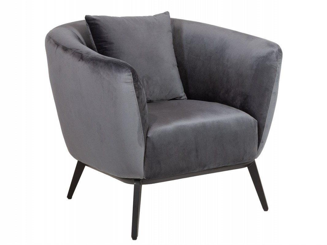 Sillón redondo moderno terciopelo con patas de hierro
