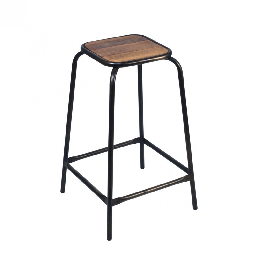 Taburete alto barra cocina bar estilo industrial retro negro