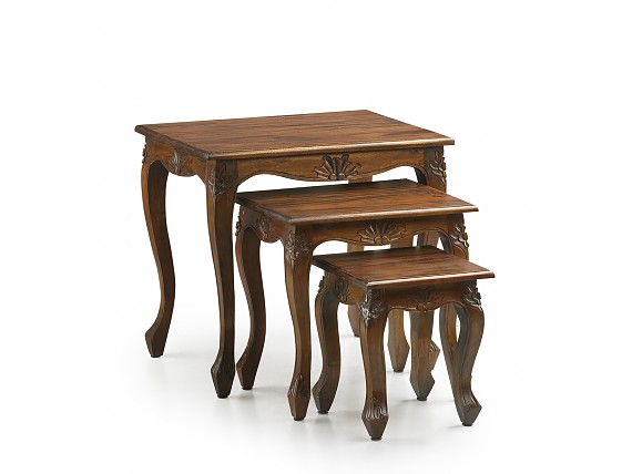 Conjunto tres mesitas madera de Caoba