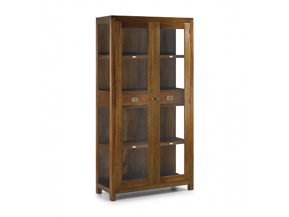 Vitrina con cajones y puertas de cristal colonial