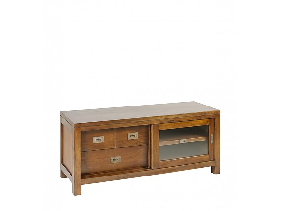 Mueble TV colonial con 3 cajones y puerta