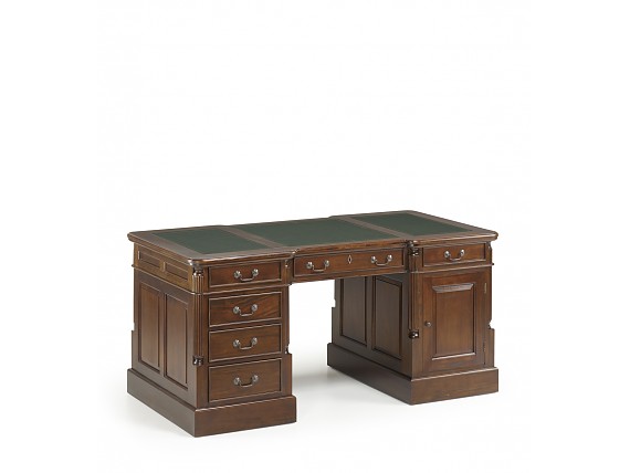 Escritorio vintage madera de Caoba, seis cajones y una puerta 