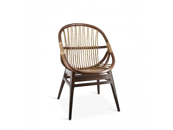 Sillón Ovalado combinado en Rattan y madera