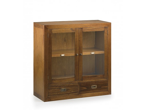 Vitrina pequeña con puertas y cajones 
