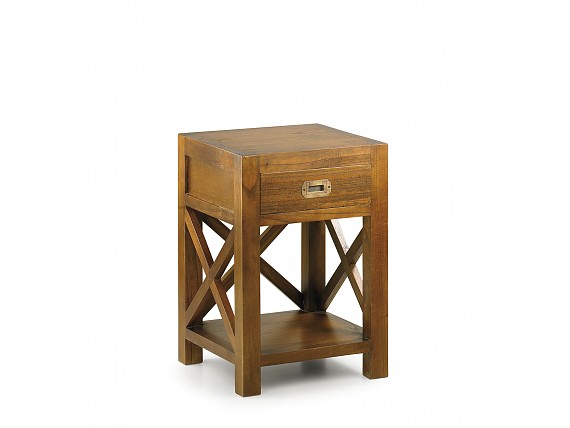 Mesita con cajón y balda colonial
