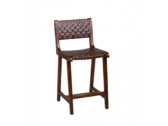 Silla alta madera de Teka y piel
