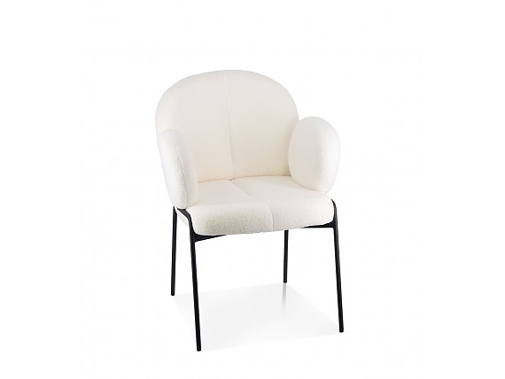 Sillón tapizado blanco estructura metal