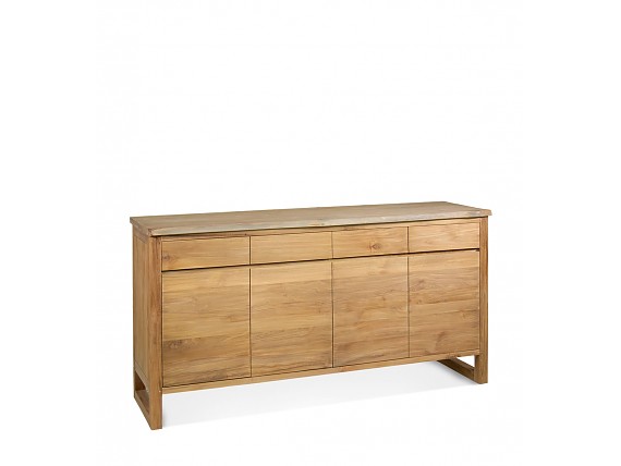 Aparador minimal de madera de teka con puertas y cajones