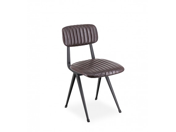 Silla estructura hierro negro, respaldo y asiento polipiel