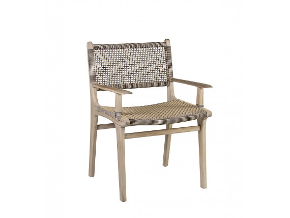 Sillón madera de Teca, asiento y respaldo de cuerda