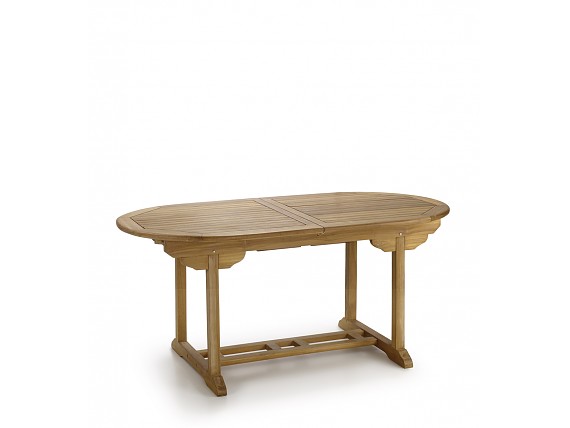Mesa ovalada de jardín extensible de madera