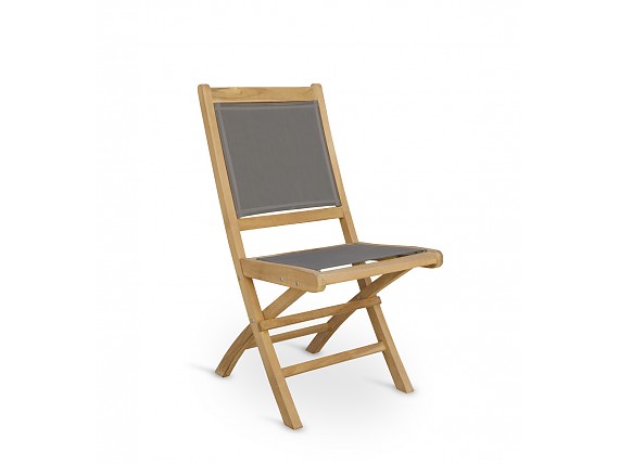 Silla de jardín plegable de madera y tela