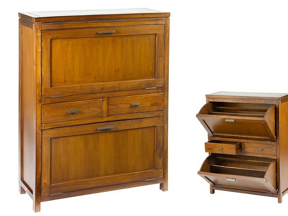 Armario zapatero de madera maciza estilo colonial