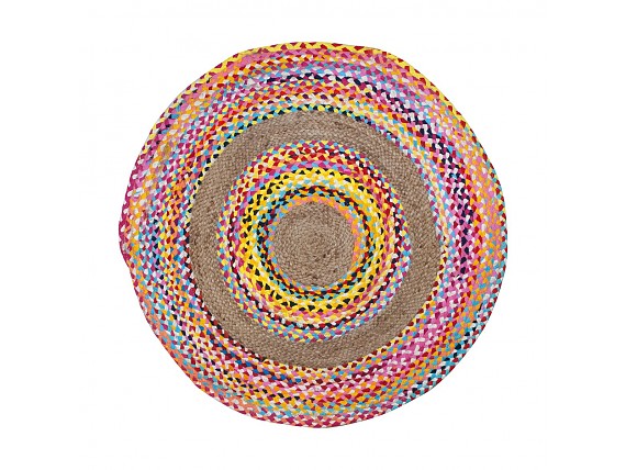 Alfombra redonda de yute natural en colores 120cm