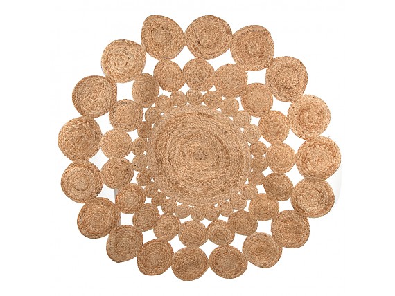 Alfombra de yute redonda a círculos 120 cm