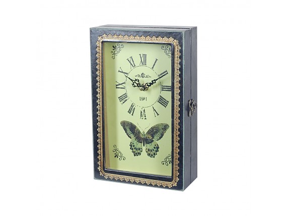 Armario guardallaves con reloj y diseño mariposa
