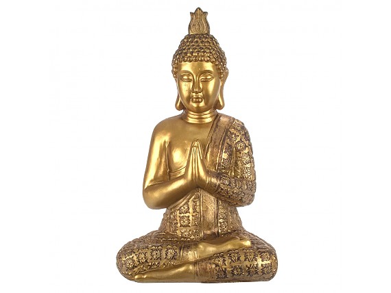 Buda figura decorativa de arcilla dorada