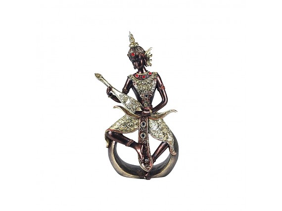 Buda figura decoración de resina con instrumento musical