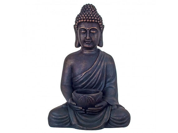 Estatua Buda sentado de arcilla efecto envejecido en bronce